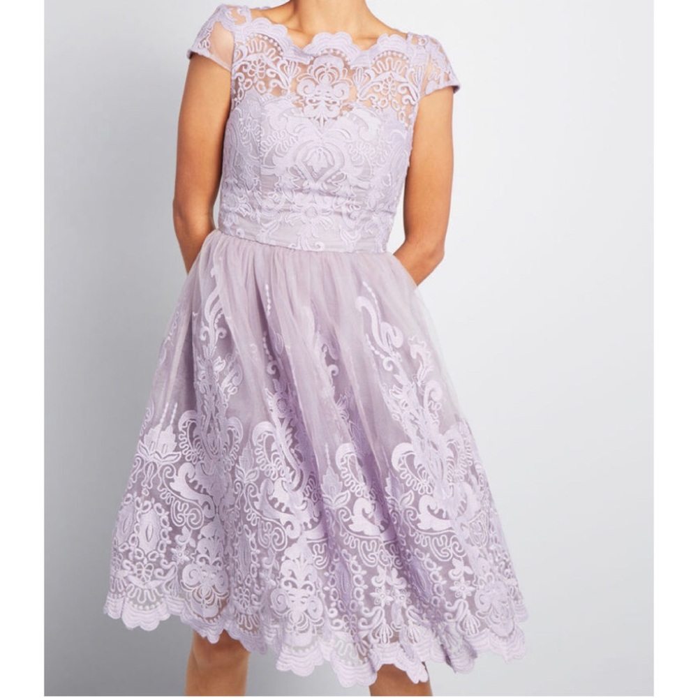 ModCloth ChiChi London Lilac Lace Dress Sz 6